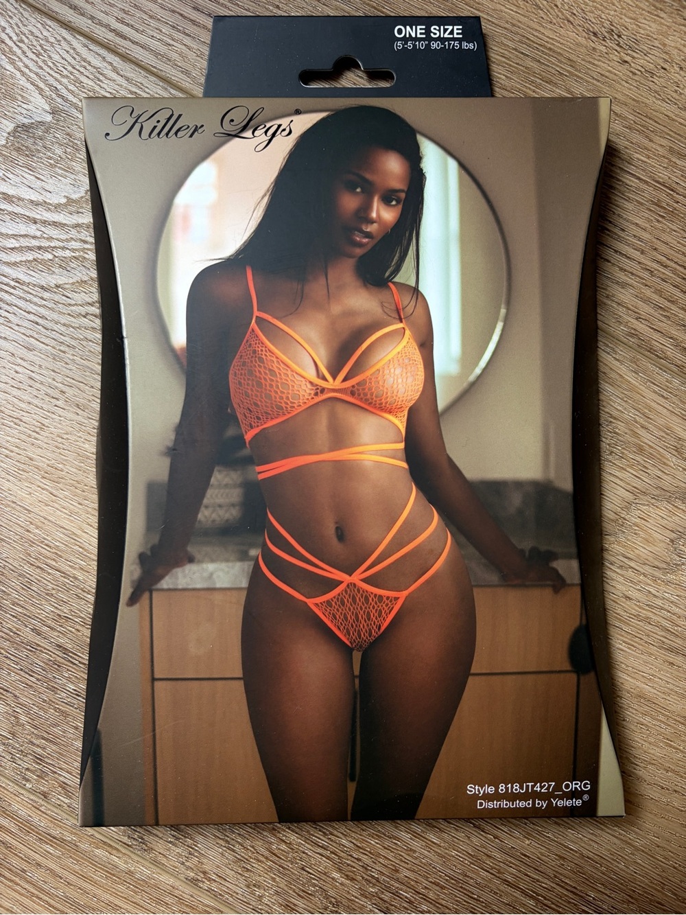 Killer Legs Strappy Lace Lingerie Set in Bright Orange